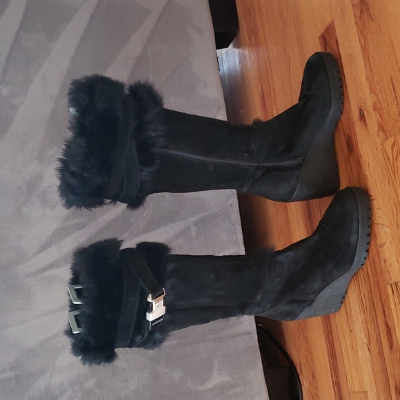 Made in Italy - Black Coach Shearling Boots - Picture 1 of 13